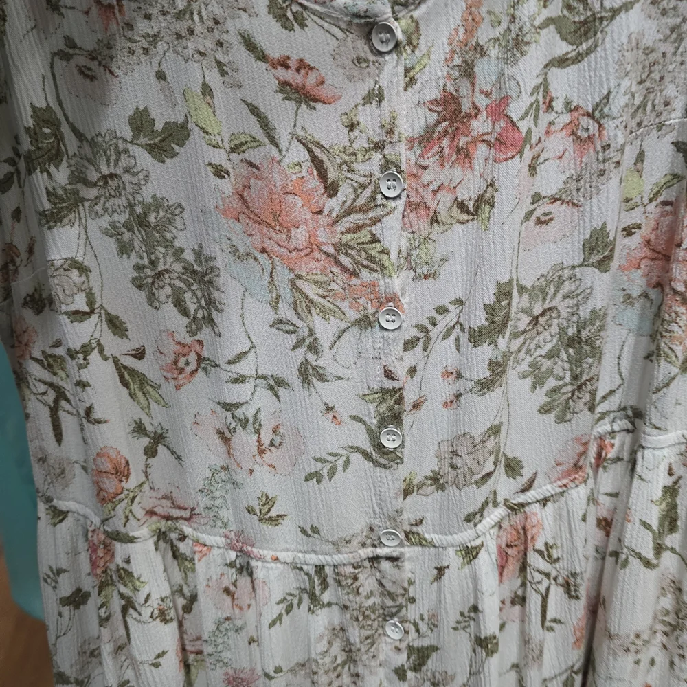Frye Women's Summer Maxi Dress Floral Pattern Fully Lined Button Front EUC - Picture 5 of 7